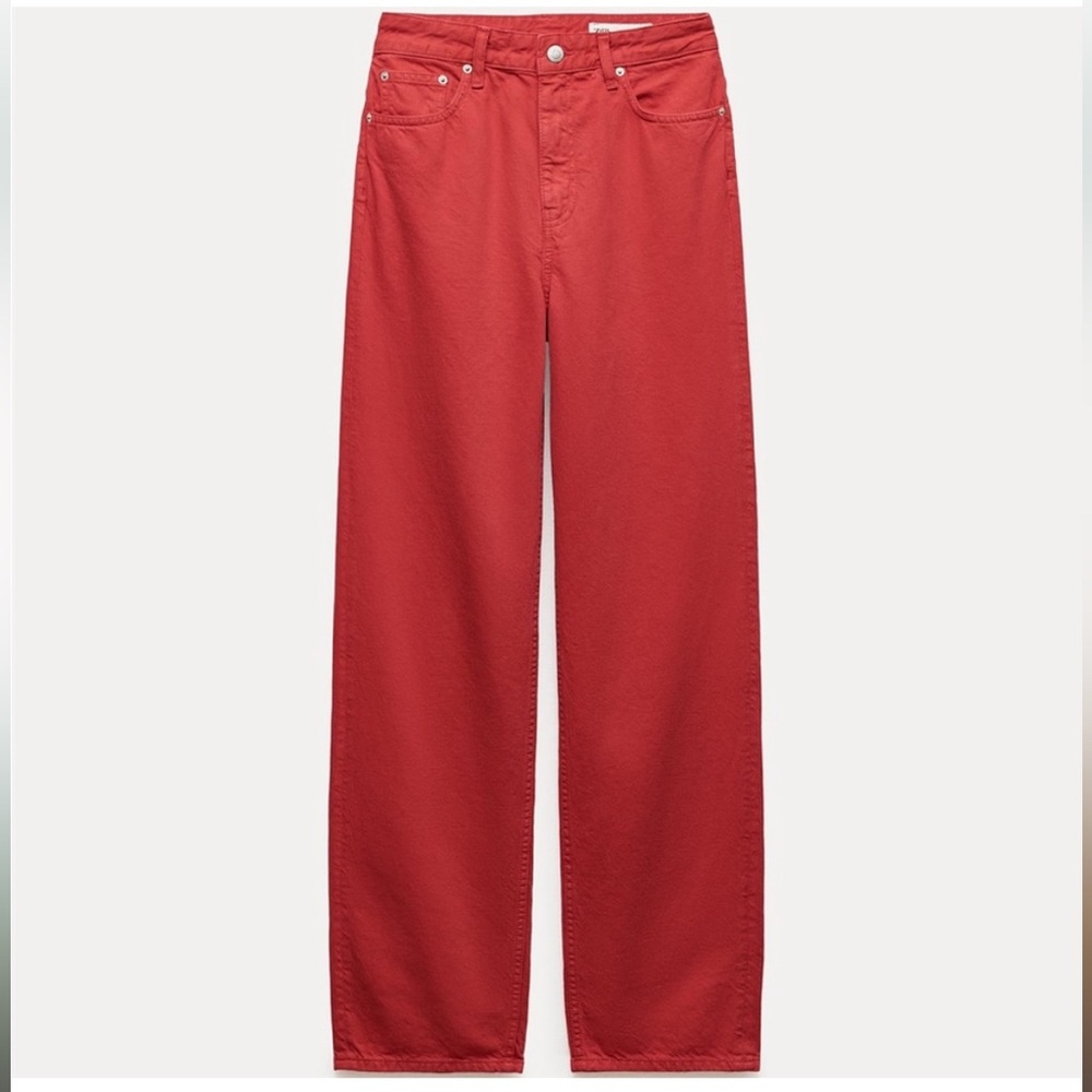ZW Collection - high waist wide leg red jeans